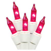View 35 Light 11.5' White Wire Pink Miniature String with 3" Spacing