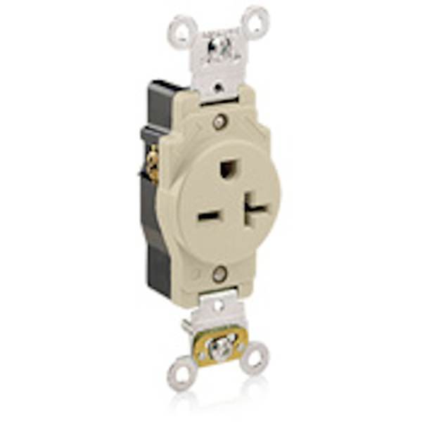Ivory 20 amp 250 volt Industrial Single Receptacle Outlet