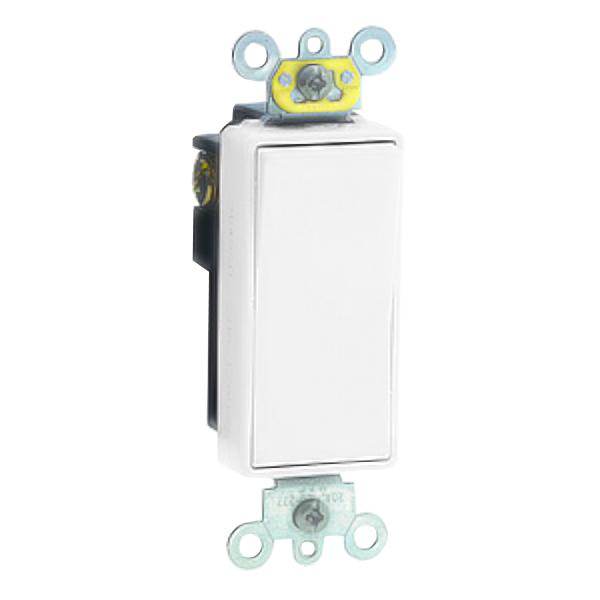 White 16 amp 120/277 volt Rocker Single Pole Switch