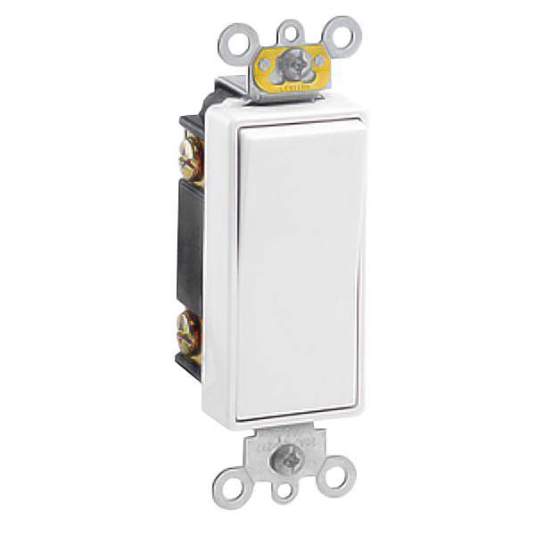 White 16 amp 120/277 volt Rocker Single Pole Switch