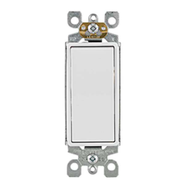White 15 amp 120/277 volt Rocker Single Pole Switch