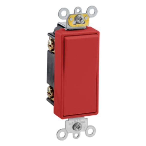 Red 20 amp 120/277 volt Rocker Single Pole Switch