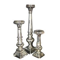 Light Garden Set of 3 11" 15" and 21" Metallic Glass Candle Holder 