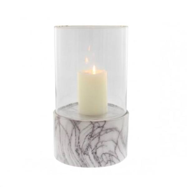 13" White Ceramic  Candle Holder 