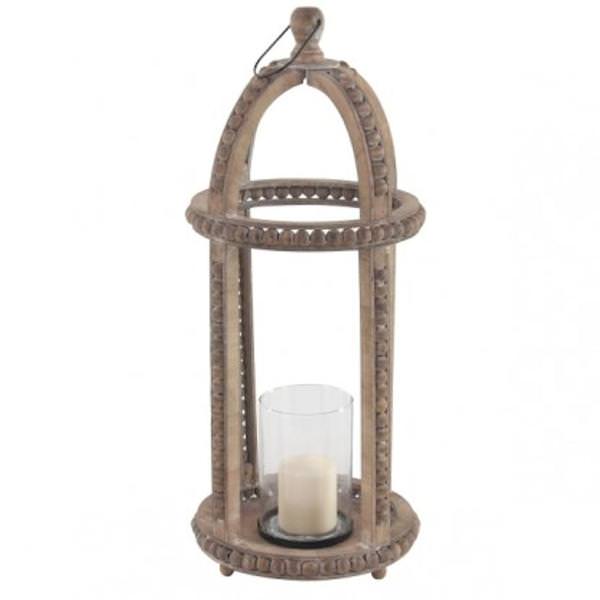 29" Wooden Glass Lantern (Candle not Included)