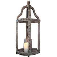 Light Garden 29" Wooden Glass Lantern (Candle not Included)
