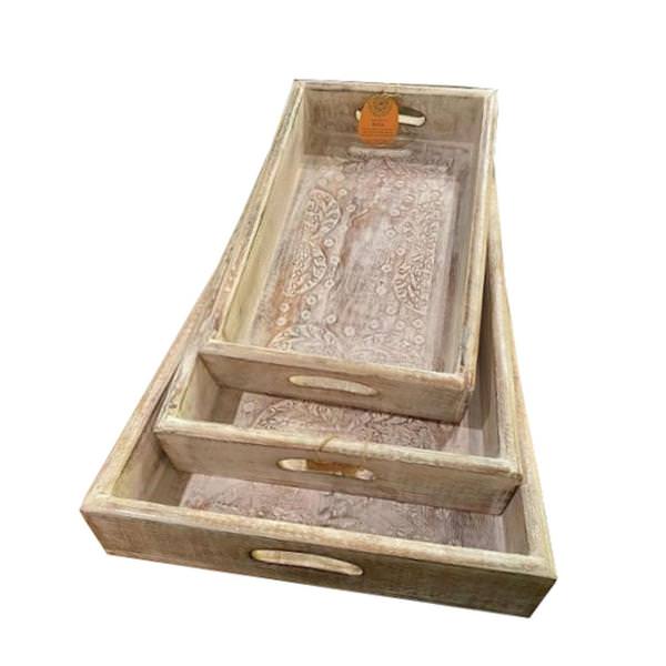 16", 18" and 20" Wood Tray (Set of 3)
