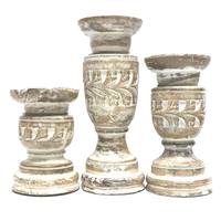 Light Garden Set of 3 6" 8" and 10" Weathered Wood Candle Holder 
