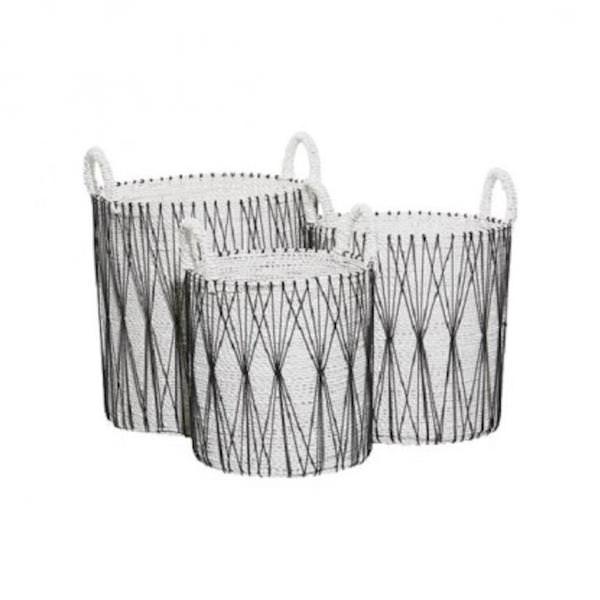 Black and White Baskets (Set of 3)