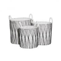 Light Garden Black and White Baskets (Set of 3)