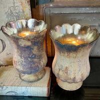 Light Garden Set of 2 7.5" 9" Clear Glass Candle Holder 