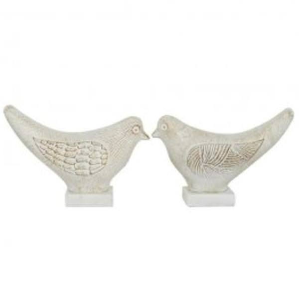Set of 2 White Bird Figurine