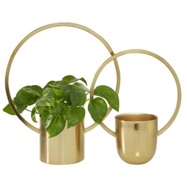 11" and 14" Gold Ring Planter Set (Set of 2)