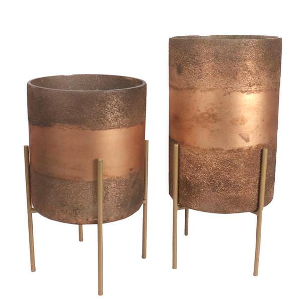 Set of 2 10" 12" Glass Candle Holder 