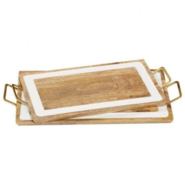 19" and 21" Wood Tray (Set of 2)