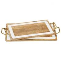 Light Garden 19" and 21" Wood Tray (Set of 2)