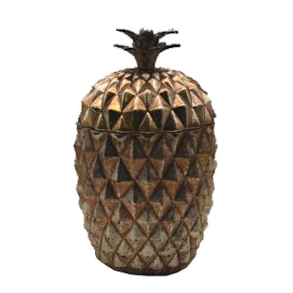 13.5" Antique Glass Pineapple Canister