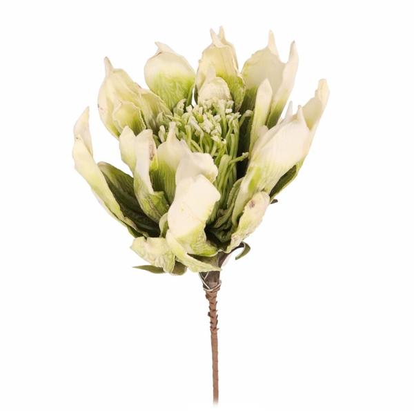 36" Artificial Green/White Foam Flower