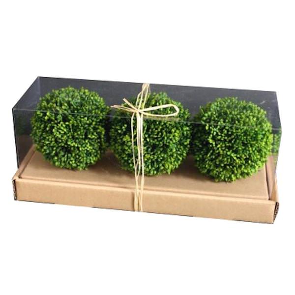 4" Artificial Green Mini Leaves Ball (Set of 3)