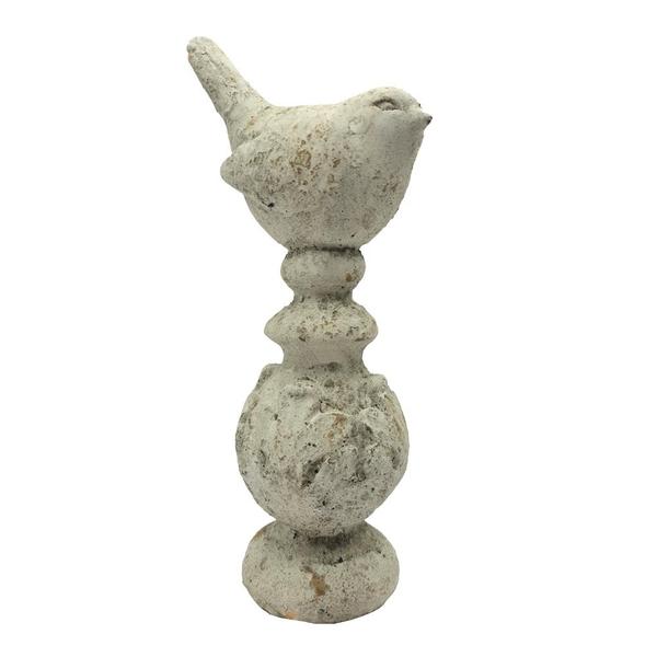 11" Weathered Concrete Bird Figurine