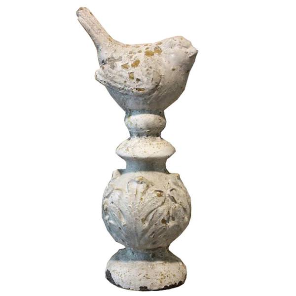 11" Weathered Concrete Bird Figurine