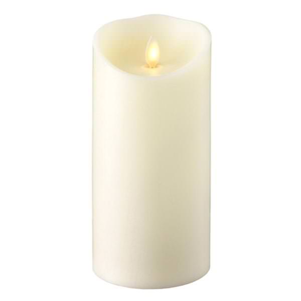 7" Ivory Wax Push Flame LED Pillar Candle with Timer