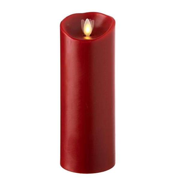 8" Red Cinnamon Scent LED Wax Battery Operated Pillar Candle with Timer
