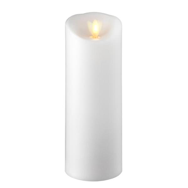8" White LED Wax Battery Operated Pillar Candle with Timer