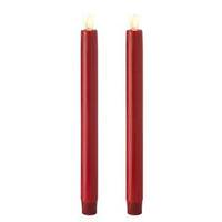 View 10" Red Wax LED Taper Candles with Timer (2 pack)