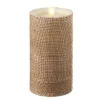 Liown 7" Burlap Wax LED Pillar Candle with Timer