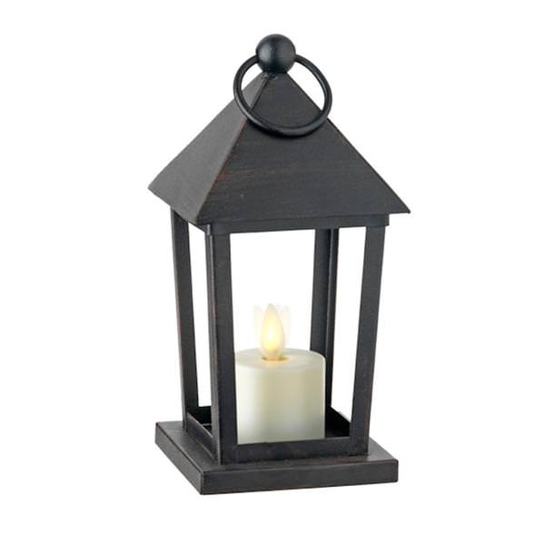 6" Black Metal Lantern Battery Operated LED Votive