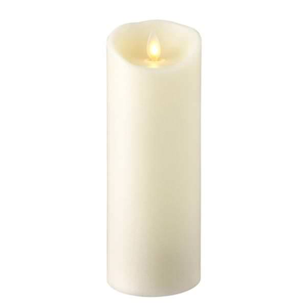 8" Ivory Wax Push Flame LED Pillar Candle with Timer