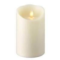 View 5" Ivory Wax Push Flame LED Pillar Candle with Timer