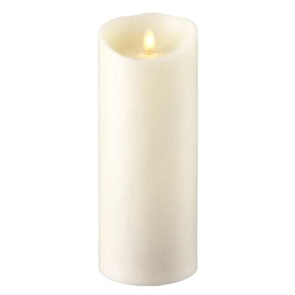 9" Ivory Wax Push Flame LED Pillar Candle with Timer