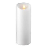 Liown 8" White Wax Push Flame LED Pillar Candle with Timer