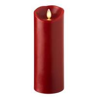 Liown 8" Red Wax Push Flame LED Pillar Candle with Timer