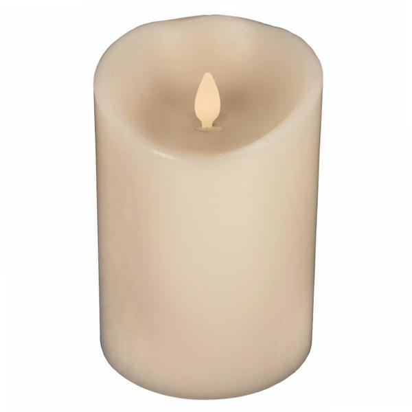5.5" Ivory Wax Push Flame LED Pillar Candle with Timer