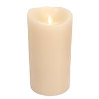View 7.5" Ivory Wax Push Flame LED Pillar Candle with Timer