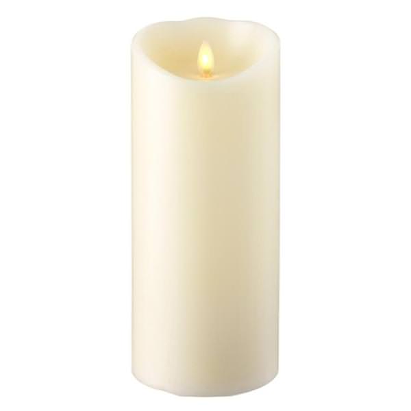 9" Ivory Wax Push Flame LED Pillar Candle with Timer