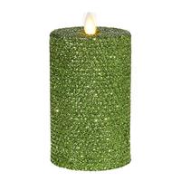 Liown 3.25" x 6" Green Honeycomb Glittered LED Pillar Candle