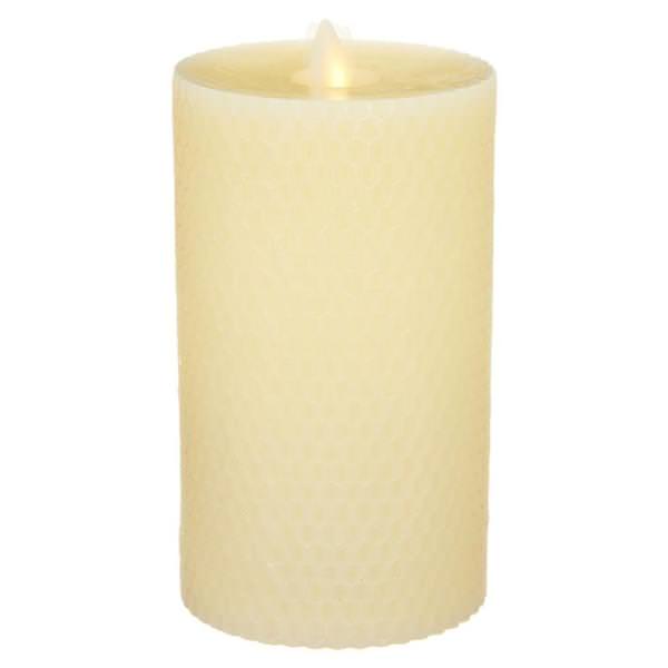 3.5" x 7" Ivory Embossed Honeycomb (Unscented) Straight Edge Battery Operated Moving Flame LED Candle
