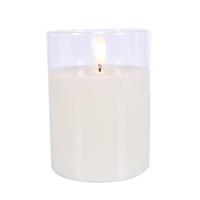 RAZ Imports 3" x 4" Ivory Wax Clear Glass LED Pillar Candle with Timer
