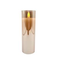 RAZ Imports 2" x 6" Ivory Wax Gold Glass LED Pillar Candle with Timer