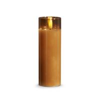 RAZ Imports 2" x 6" Ivory Wax Gold Glass LED Pillar Candle with Timer