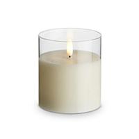 RAZ Imports 3.5" x 4" Ivory Wax Clear Glass LED Pillar Candle with Timer