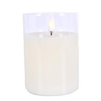 RAZ Imports 3.5" x 5" Ivory Wax Clear Glass LED Pillar Candle with Timer