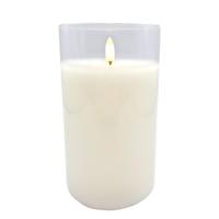 RAZ Imports 3.5" x 6" Ivory Wax Clear Glass LED Pillar Candle with Timer