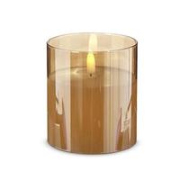 RAZ Imports 3.5" x 4" Ivory Wax Gold Glass LED Pillar Candle with Timer