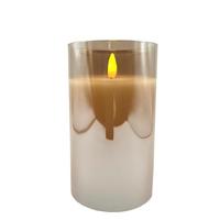RAZ Imports 3.5" x 6" Ivory Wax Gold Glass LED Pillar Candle with Timer