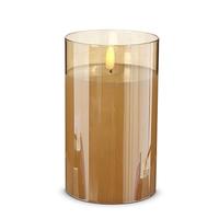 RAZ Imports 3.5" x 6" Ivory Wax Gold Glass LED Pillar Candle with Timer